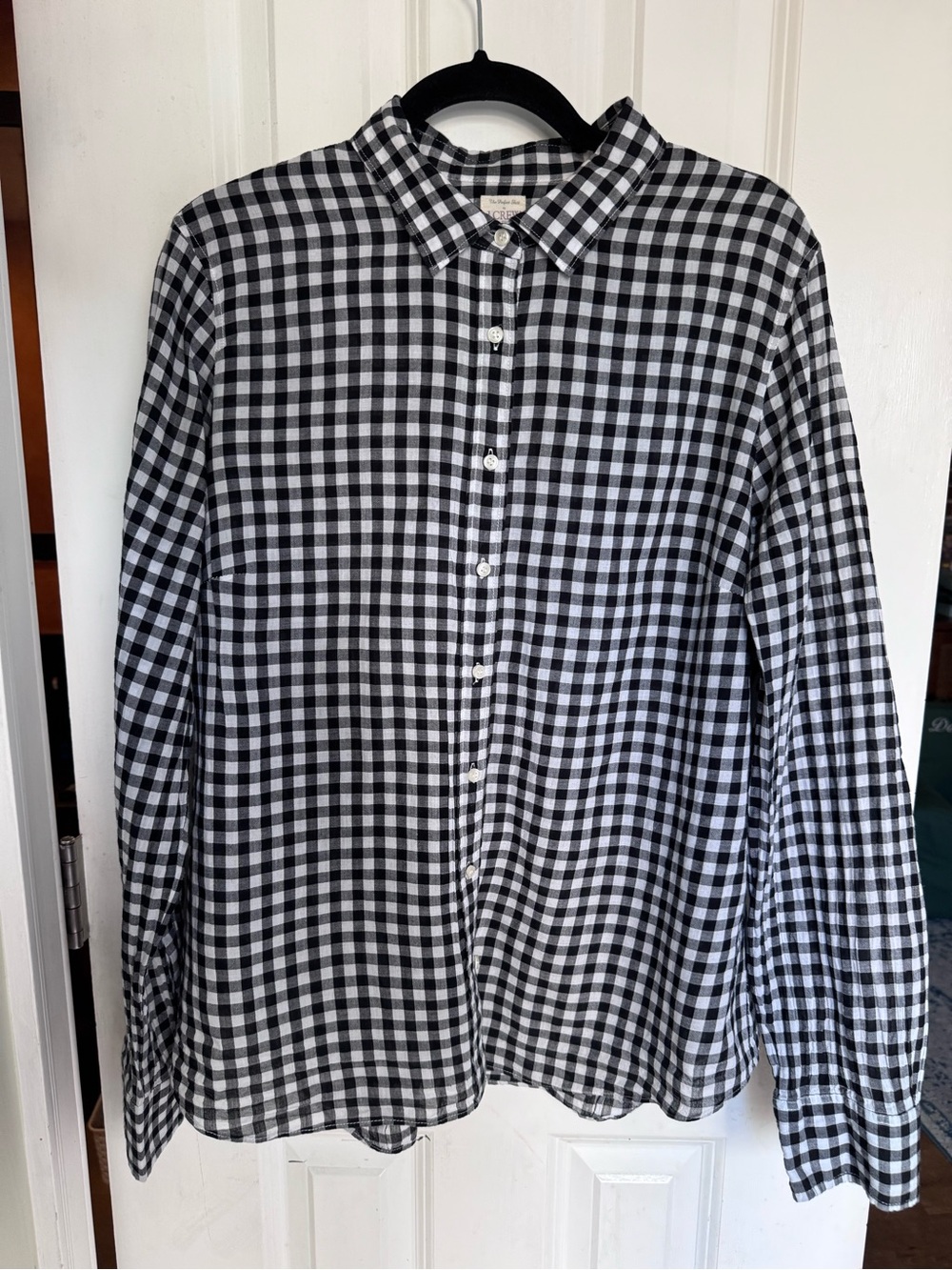 JCrew Factory Classic Black & White Check Long-Sleeve Shirt